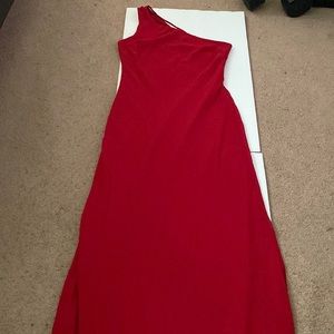 Red gown. Wedding attire